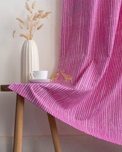Cortinas Decorativas con Estampado de Rayas, Hechas a Mano en India, de Algodón Puro, Hermosas Cortinas de Algodón - Product Image 4