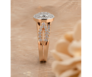 Anillo de compromiso con diseño de halo doble dividido y diamantes cultivados en laboratorio, anillo de boda con banda dividida y halo redondo |   Joyería Fina OEM ODM - Product Image 3