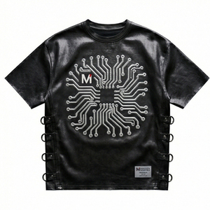 T-shirt surdimensionné inspiré du cyberpunk, mode streetwear, design circuit, tee-shirt urbain MALUZA INDUSTRIES - Product Image 1