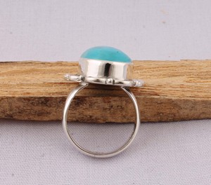 Shree Jaipur Silver Classic Oval <b>Turquoise</b> Bezel Setting 925 Sterling Silver Gemstone <b>Ring</b> for Unisex Wedding & Party - Product Image 6