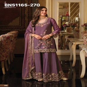 Premium Collection NC Moss with <b>Beads</b> work Cut-Border Readymade Plazzo-Suit-Dupatta Collection Online Shopping India - Product Image 1