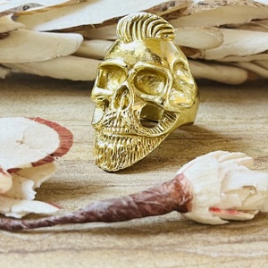 Modern Style Skull <b>Rings</b> Gothic Brass Jewelry Men 18k Gold Plated <b>Chunky</b> Biker Band Statement Hip Hop Punk <b>Ring</b> Wholesale/OEM - Product Image 4