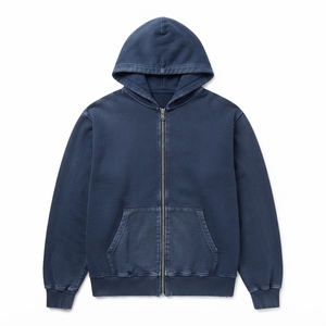 Men's Oversized Washed Zip Up Hoodie <b>Retro</b> Streetwear <b>Sweatshirt</b> Patchwork Casual Pullover Custom Logo Wholesale OEM Manufacture - Product Image 4