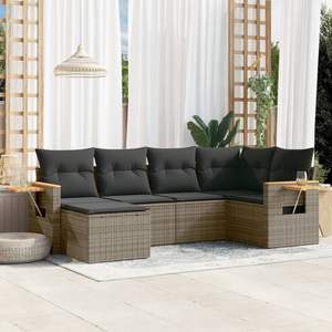 Grey Rattan Garden <b>Sofa</b> <b>Set</b> With Cushioned Seats Outdoor Furniture Contemporary Design Waterproof Cushions UV Resistant PE - Product Image 1