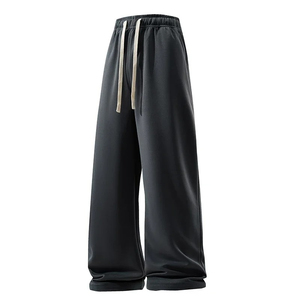 Autumn <b>Men's</b> Wide Leg Sweatpants High Waist Elastic Drawstring Straight <b>Trouser</b> Breathable Casual Fashion - Product Image 5