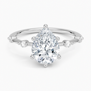 Bague SOJ 010 en argent 925 avec moissanite taille poire, sertie pavé, 2 carats, couleur D, clarté VVS1, plaquée rhodium, pour fiançailles et mariage, cadeau - Product Image 1