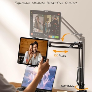 Support de tablette LISEN ultra robuste à double pince <span class=keywords><strong>pour</strong></span> bureau, chevet, bureau, bras flexible robuste, compatible avec iPad Pro 12.9 - Product Image 2