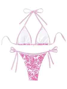 Conjunto de Bikini con Estampado por Sublimación, Diseño Transpirable, Traje de Baño para Mujer, Detalles Transparentes Elegantes, Traje de Baño de Dos Piezas - Product Image 5