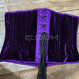<b>Underbust</b> Steelboned Purple Velvet Corset With Purple Satin Trim / Fashion And Fitness Wear Corset - Product Image 3