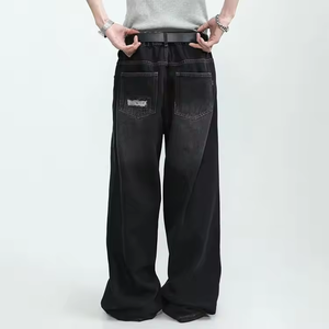 Jeans de mezclilla para hombre, corte regular, 100% algodón transpirable, tejido de invierno, desgastado, vintage, lavado, holgado, estilo urbano, al por mayor - Product Image 3