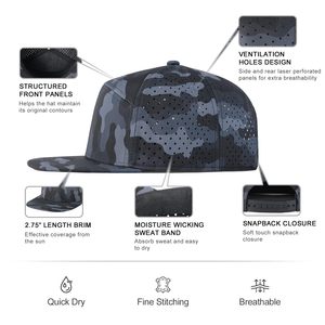 Gorra de Camuflaje de 6 Paneles con Cierre a Presión, Malla Transpirable, Ajustable, Unisex, Estilo Urbano, para Adultos, Primavera/Verano, Casual - Product Image 4