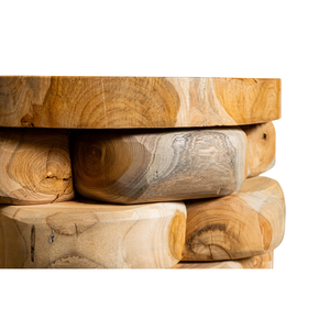 ARTERRA Luxury Teak Pebble Stacking <b>Bench</b> Rustic Handcrafted <b>Wooden</b> Masterpiece Natural Texture Sturdy Craftsmanship - Product Image 2
