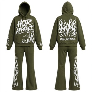 Conjunto de Sudadera y Pantalones Deportivos Unisex de Algodón Terry Grueso Ecológico con Lavado Ácido, Personalizable, en Blanco - Product Image 1