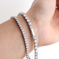 OEM ODM 925 pulsera de plata esterlina rodio plateado joyería 4mm Cubic Zirconia CZ tenis pulsera mujer joyería de plata