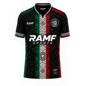 Maillot de football personnalisé pour hommes, design Mexique, sublimation, noir, séchage rapide - Product Image 1