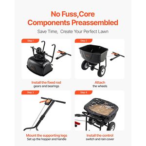 Esparcidor de transmisión de 60 libras, esparcidor de fertilizante de empuje con ancho de extensión de 0 a 9,8 pies - Product Image 4