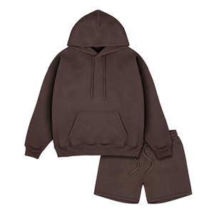 ชุดเสื้อสเวตเตอร์มีฮู้ดสีพื้นแบบยูนิเซ็กซ์แขนยาวสตรีทแวร์ 2 in 1 ทรงหลวมมีกระเป๋าข้างผ้าฝ้ายน้ำหนักเบาเหมาะสำหรับใส่ในฤดูใบไม้ร่วง - Product Image 4
