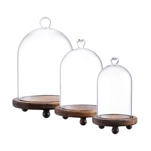 Clear <b>glass</b> <b>cake</b> <b>dome</b> with solid wooden serving tray and side handles premium dessert display for bakery kitchen table decor - Product Image 6
