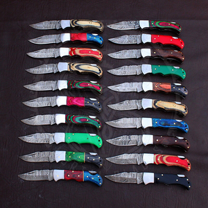 มีดพับใบมีดเหล็กดามัสกัส ด้ามไม้ สำหรับกิจกรรมกลางแจ้ง ล่าสัตว์ ตั้งแคมป์ พกพาสะดวก สินค้าขายดี - Product Image 3