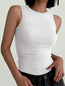 Débardeurs sans manches à col montant pour femmes, rayés, en viscose, coupe courte, style doux et tendance - Product Image 2