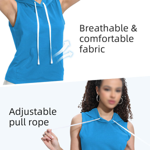 Camiseta sin Mangas con Capucha de Alta Calidad y Logotipo Personalizado, Camiseta con Capucha para Mujer con Diseño Gráfico de Marca Privada y Producto Personalizable - Product Image 5