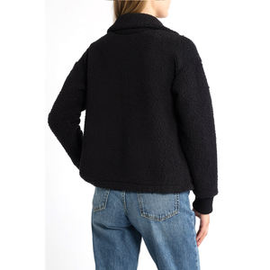 Fabricant OEM, vente en gros, veste en sherpa d'hiver pour femmes, logo personnalisé, veste en polaire à capuche entièrement zippée, chaude - Product Image 2