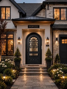 Puerta Principal Moderna de Hierro Forjado Resistente a la Oxidación con Arco Decorativo, Superficie Acabada, Seguridad Antirrobo, Uso Exterior - Product Image 4