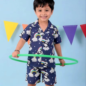 Conjunto de Verano para Niños y Niñas, 100% Algodón, Estampado de Dibujos Animados, Camiseta de Manga Corta y Pantalones Cortos (Conjunto Casual de 2 Piezas) - Product Image 1