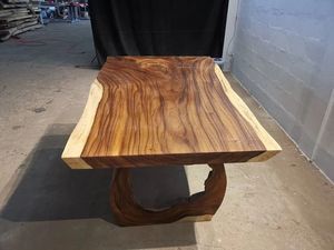 Table à manger rectangulaire en bois massif rustique éco-responsable faite à la main, design moderne, stable, 6 places, pieds en métal - Product Image 3