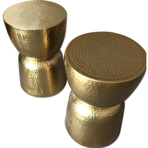 Hexagonal Hammered Metal <b>Stool</b> Antique Gold Industrial Design Handmade Living Room Furniture Home Decor Ottoman - Product Image 3