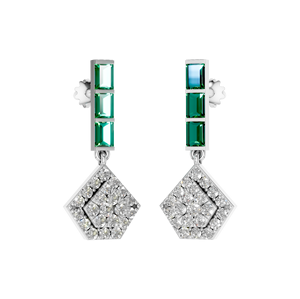 Elegantes y elegantes pendientes colgantes de Plata de Ley 925, piedras preciosas de Esmeralda natural, diseño moderno de diamantes para boda, fiesta de compromiso - Product Image 3