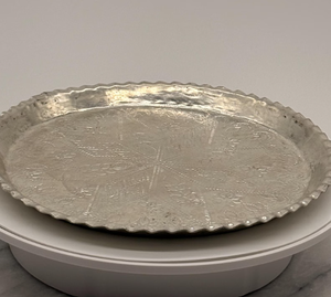 Best Selling Aluminium Metal Serving Plate Indian Embossed Design Centerprice Round Shape Charger Plate Hammered Engrave Plate - Product Image 1