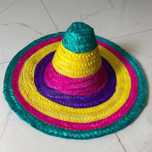 Chapeau de paille sombrero coloré pour fête, personnalisable avec logo, chapeau sombrero en jonc de mer pour mariachi, idéal pour les fêtes estivales, usage quotidien décontracté, cadeau unisexe - Product Image 1