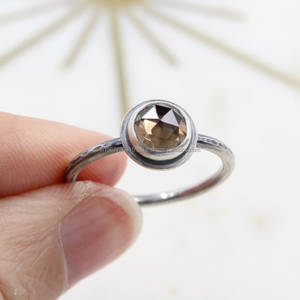 Anillo fino de Plata de Ley 925 hecho a mano, cuarzo ahumado Natural, joyería Vintage, anillo de piedras preciosas hecho a mano único - Product Image 2