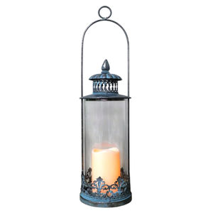 Lanterne suspendue en métal et verre de style vintage, finition antique, porte-bougie décoratif pour la maison, le jardin, la décoration de mariage - Product Image 2