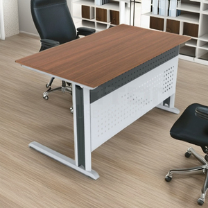 Escritorio de oficina de diseño contemporáneo, marco de acero con recubrimiento en polvo, tapa de madera MDF, mesa de estudio y entrenamiento profesional para larga duración - Product Image 2