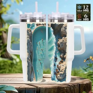 40oz Stainless Steel Tumbler With Straw <b>Large</b> Capacity Travel Mug For Outdoor Use - Product Image 2