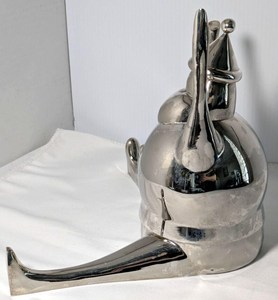 Vintage Pottery Barn Silver Plated Santa Christmas <b>Stocking</b> <b>Holder</b> feltsocks - Product Image 3