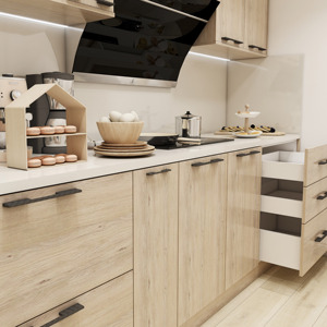 Armario de cocina con coctelera de estilo europeo moderno de JY Furniture, carcasa de MDF ensamblada LISTA DE Vietnam, cajón deslizante con acabado de puerta de PVC - Product Image 3