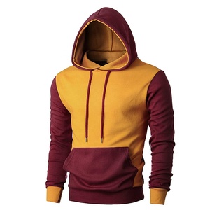 Sudadera con capucha de lana ligera con logotipo personalizado para hombre, jersey con bloques de color, ropa de calle de talla grande, bordado OEM para primavera - Product Image 2