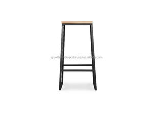 Modern Industrial Bar <b>Stool</b> Wooden Top Metal Frame Kitchen Counter <b>Stool</b> Minimalist Bar Chair Cafe Restaurant Furniture - Product Image 3