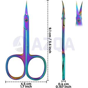 Ciseaux à cuticules portables incurvés en acier inoxydable avec revêtement plasma arc-en-ciel pour manucure professionnelle et soin des cuticules - Product Image 3