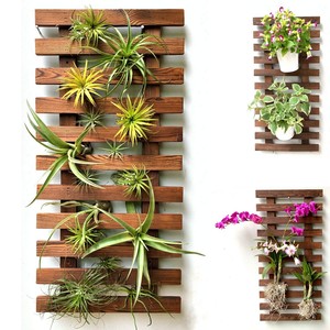 Pine Wood Rustic Wall-Mounted Vertical <b>Planter</b> Rack | Wholesale Wall Hanging Garden Decor - Product Image 1