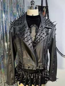 Winter Gothic <b>Punk</b> Studded Leather Motorcycle <b>Jackets</b> with Front Logo Option Premium Leather Custom Sizing & Color Combinations - Product Image 1