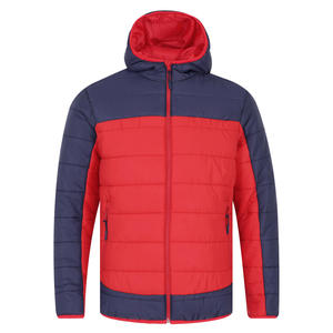 Veste matelassée à capuche personnalisée pour homme, couleur marine et rouge, manteau d'hiver imperméable et chaud pour homme - Product Image 1