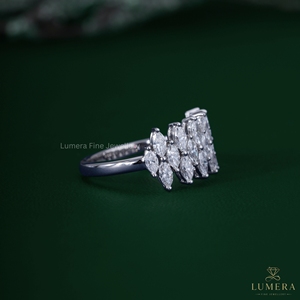 1.2CT Multi <b>Row</b> Marquise Cut Lab Grown Diamond Eternity Band Ring 14K White Gold Cluster Wedding Promise Rings for Women <b>Gift</b> - Product Image 5