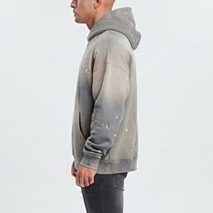 Nouvelle Arrivée Sweat-shirt à Capuche Oversize Homme Effet Vieilli Impression Dégradée Coton Molleton Français Décontracté pour l'Automne - Product Image 3