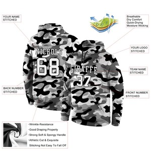 Custom Wholesale Stitched Camo White <b>Black</b> 3D Sports Pullover Sweatshirt Hoodie Embroidery <b>Fleece</b> Training Hip Hop Streetwear - Product Image 2