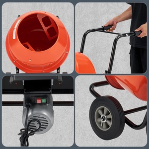 Bétonnière électrique, 375W, machine à béton portable sur chariot avec tambour de 140L - Product Image 4