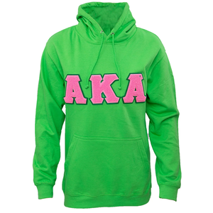   Sweat-shirt à capuche vert pomme avec lettres en chenille pour femme, pull en molleton doux à manches longues, décontracté, streetwear, hiver - Product Image 1